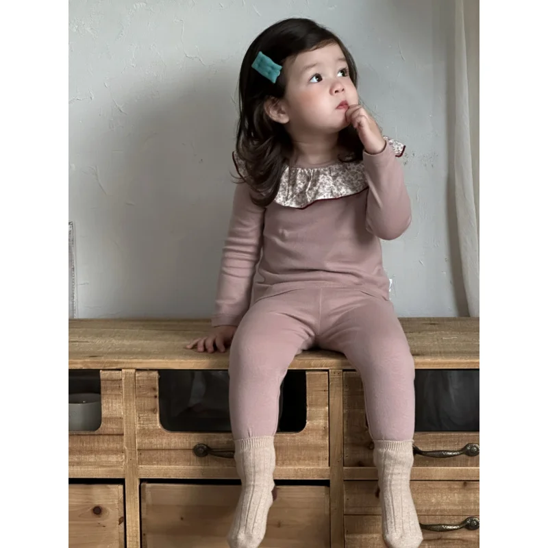 

9.29New Arrival Children Clothing2025Autumn and Winter Baby Pajamas Girls Home Clothes Pink Set