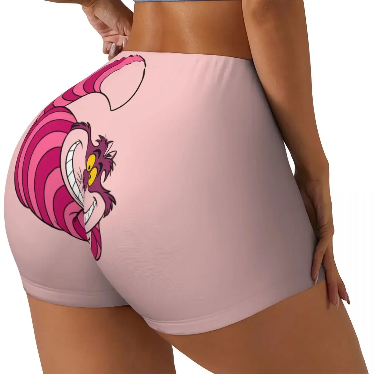 Custom Cheshire Cat Gym Running Volleyball Shorts for Women Alice in Wonderland Cartoon Workout Yoga Shorts