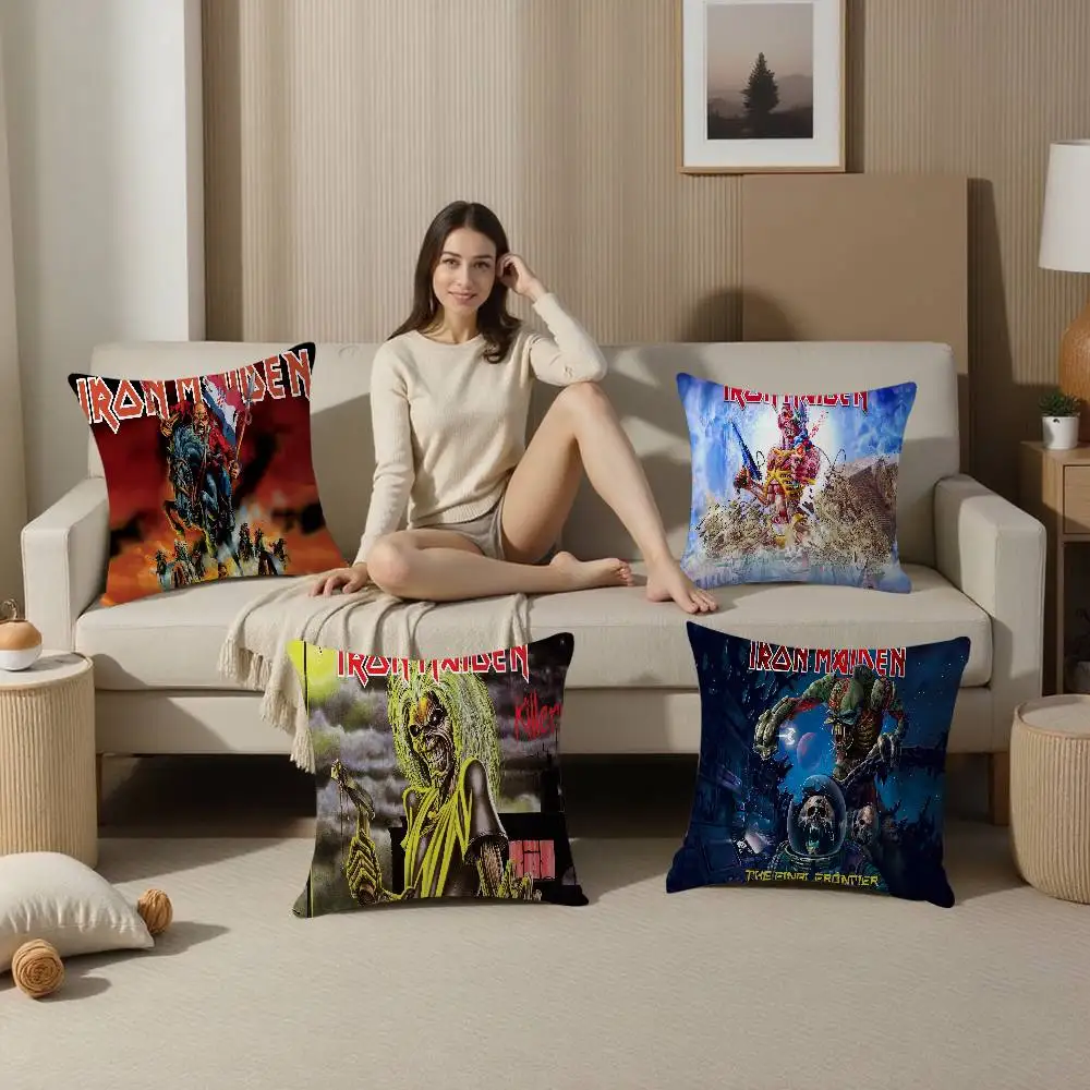 I-Iron-Maidens Metal Personalized picture text home decorative pillows Household Gifts 45x45cm
