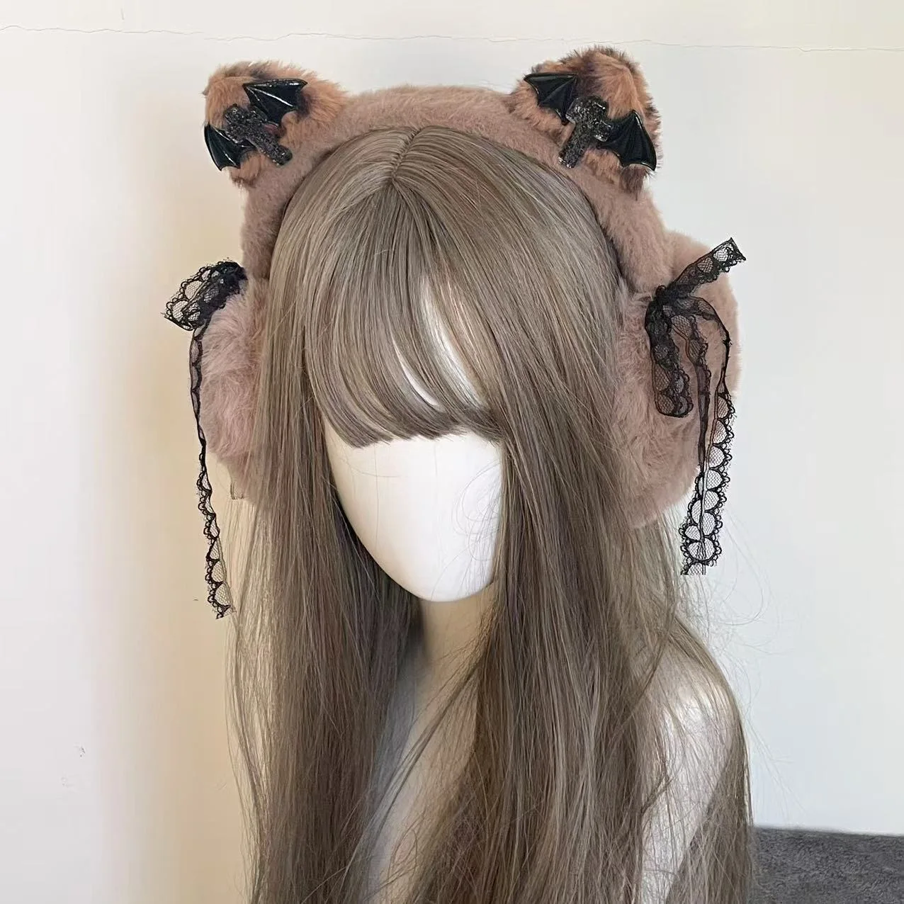 

Cute Plush Warm Earmuffs Kawaii Cat Ear Lace Girls Women's Lolita Warmer Muff Ear Cover Lovely Fold Headband Accessories