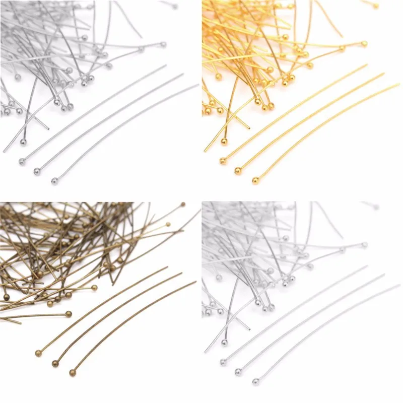 100Pcs 14-40mm Silver/Gold Plated Copper Ball Head Pins Needles For Craft DIY Supplies Jewelry Making Findings Accessories