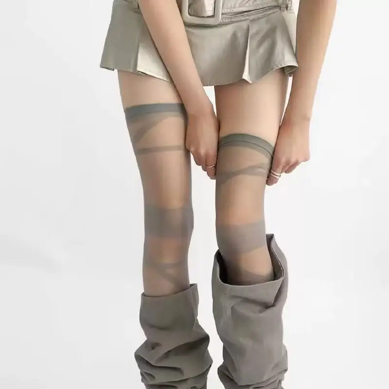 Lolita Damenstrümpfe, ultradünne, transparente Kristallseidensocken, oberschenkelhohe Strümpfe, Mädchen-Strümpfe, oberschenkelhohe Socken – Detail 5