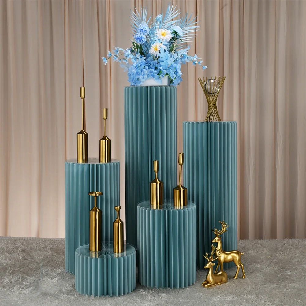 Blue Folding Paper Holder Banquet Birthday Party Dessert Table Cake Stand Wedding Centerpiece Table Prop Baby Shower Decoration