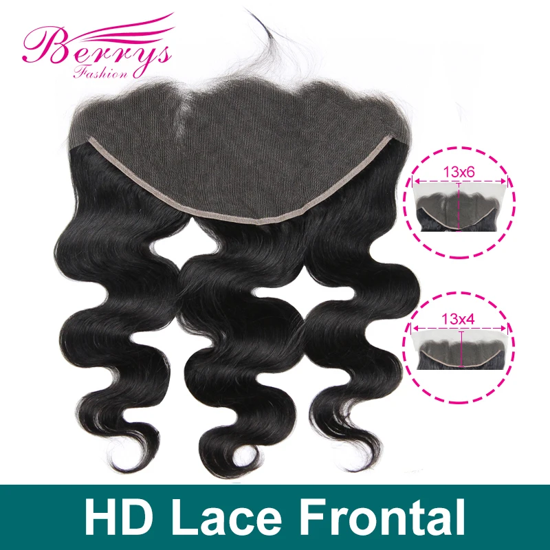 Berrys Fashion Hair 13x6 HD Lace Frontal Hair Body Wave Remy Hair Invisible 13x4 & 13x6 Lace Pre Pluck Hairline With Baby Hair