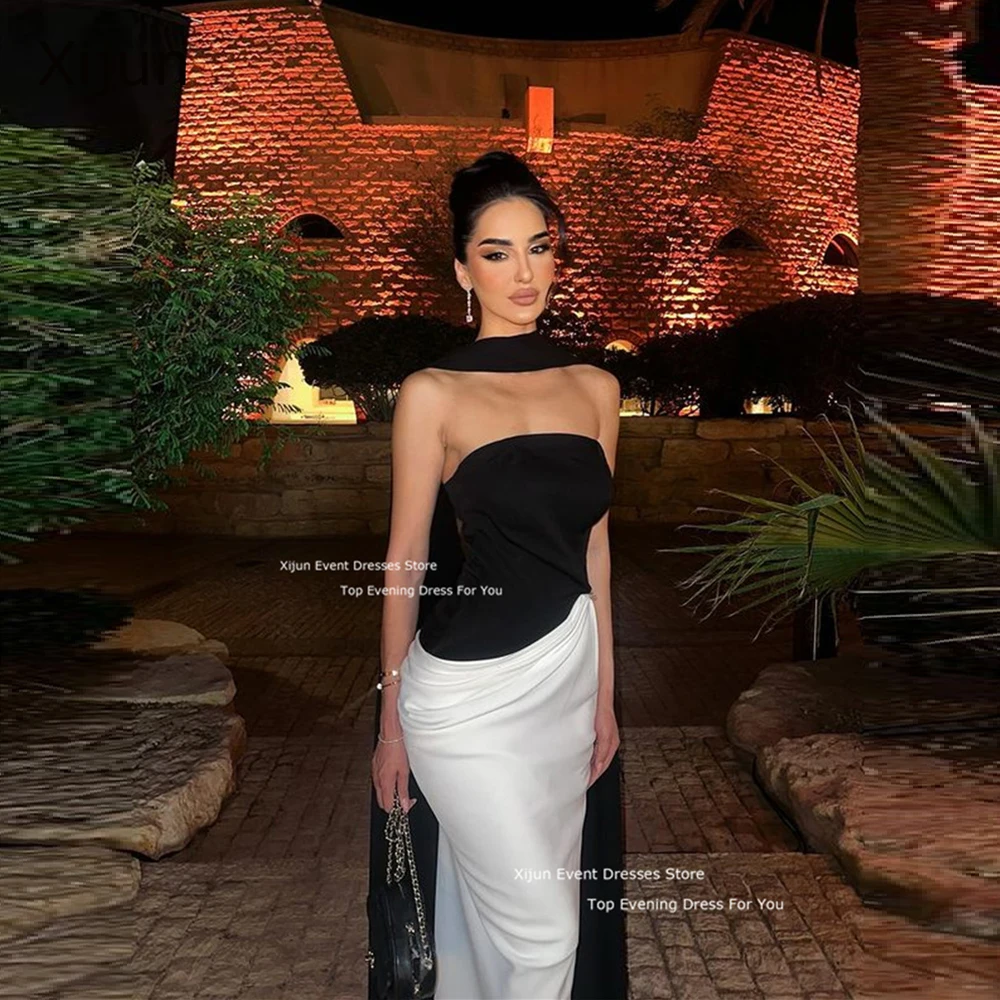 

Xijun Simple Black White Mermaid Evening Dresses Sleeveless Saudi Arabic Prom Dresses Formal Occasion Prom Gowns 2025 Customized