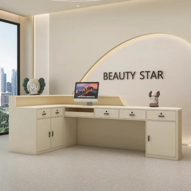 

Скандинавский современный стол-стойка для хранения носа, письменный стол L-образной формы, стойки регистрации, салон красоты, стойка регистрации, кафедра, роскошь