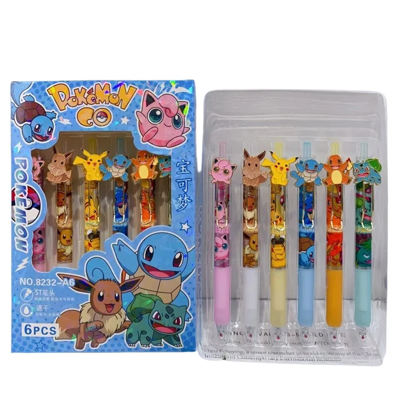 6pcs Pokemon 0.5mm  Ballpoint Pen Cute Cartoon Smooth Writing Pen Portable Lightweight Ball Pen Student School Office Stationery view 6