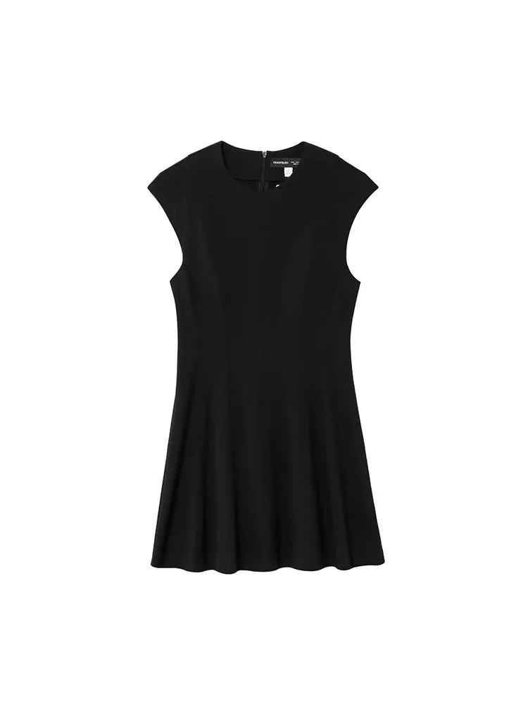 

Women Summer Mini Dress 2025 Vintage Sweet Solid O-Neck Sleeveless Female Elegant Street A-Line Dresses Clothing