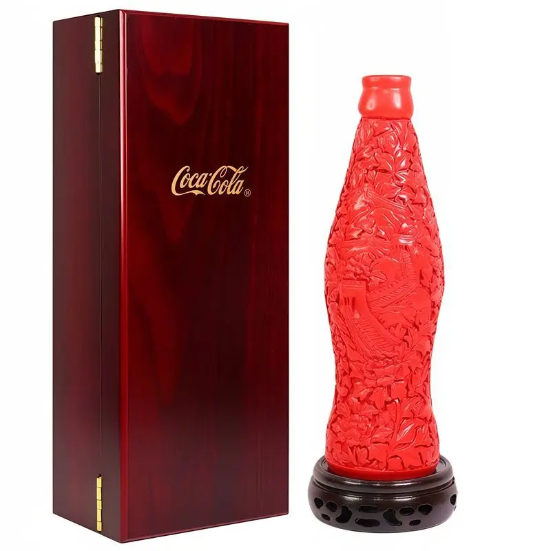 Cola Vintage Carved Lacquer Bottle Great Wall Fu Character Pattern Gift Box Handicraft Ornament Desktop Collectible Decoration