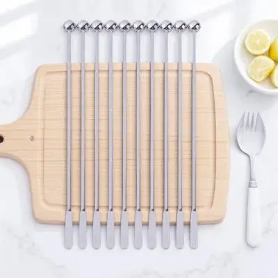 

10 pcs 19Cm Stainless Steel Swizzle Sticks For Cocktail Coffee Drinks Bar Restaurant Party Use Kitchen Bar Tools