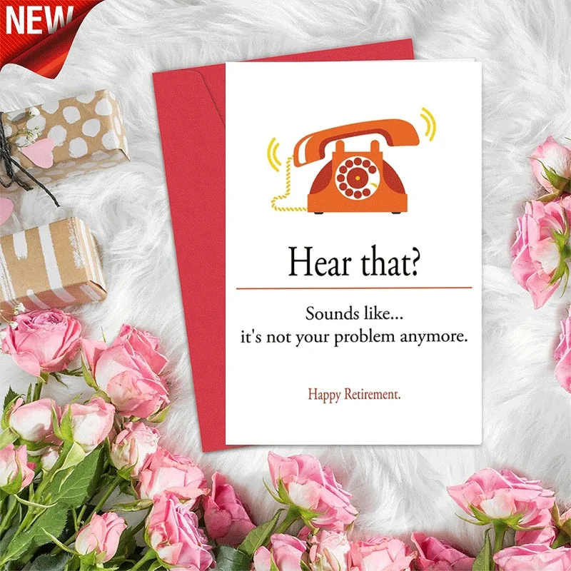 

Happy Retirement Greeting Card Funny Retro Telephone Design Humorous Retirement Card for Coworker Friend