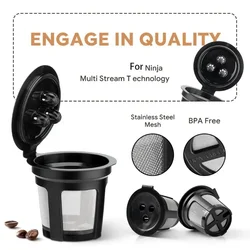 1-10Pcs Refillable Coffee Filter Cup Stainless Steel Filter Mesh Coffee K-cup Filled Capsule Reusable for Ninja Coffee Makers