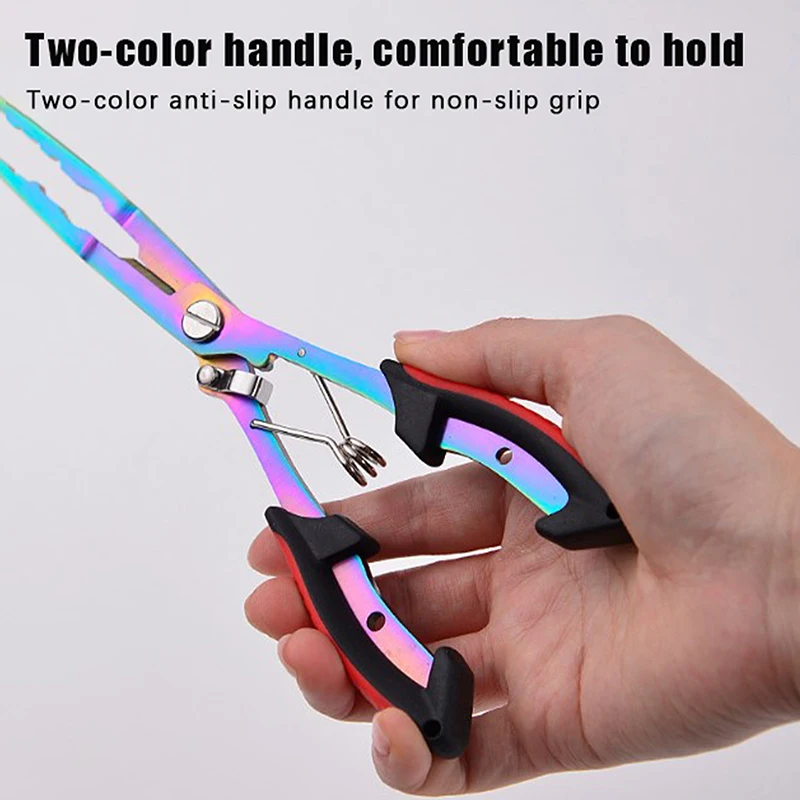 

Stainless Steel Color Titanium Two-Color Extended Fishing Pliers Multi-function Fishing Shears Lead Pressure Lure Pliers Fishing