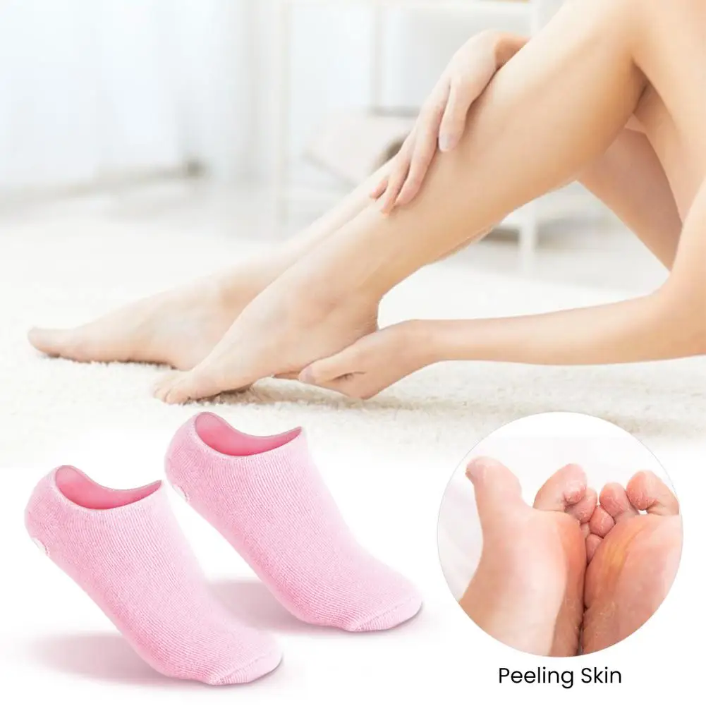 2 pair Reusable SPA Gel Socks Moisturizing Whitening Exfoliating Velvet Smooth Beauty Foot Care Silicone Socks Feet Care