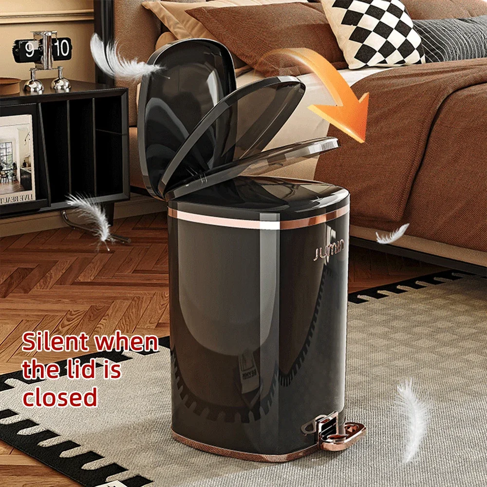Living Room Wastepaper Basket Large Caliber Foot Pedal with Lid Trash Can Large Capacity Double Barrel Household Storage Tube