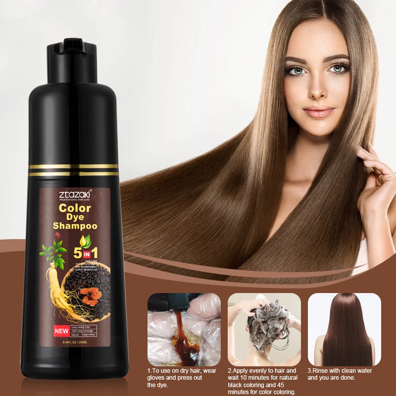 MOKERU Ginseng hair care hair dye shampoo five in one plant extract formula, gentle and non irritating, suitable for all hair ty