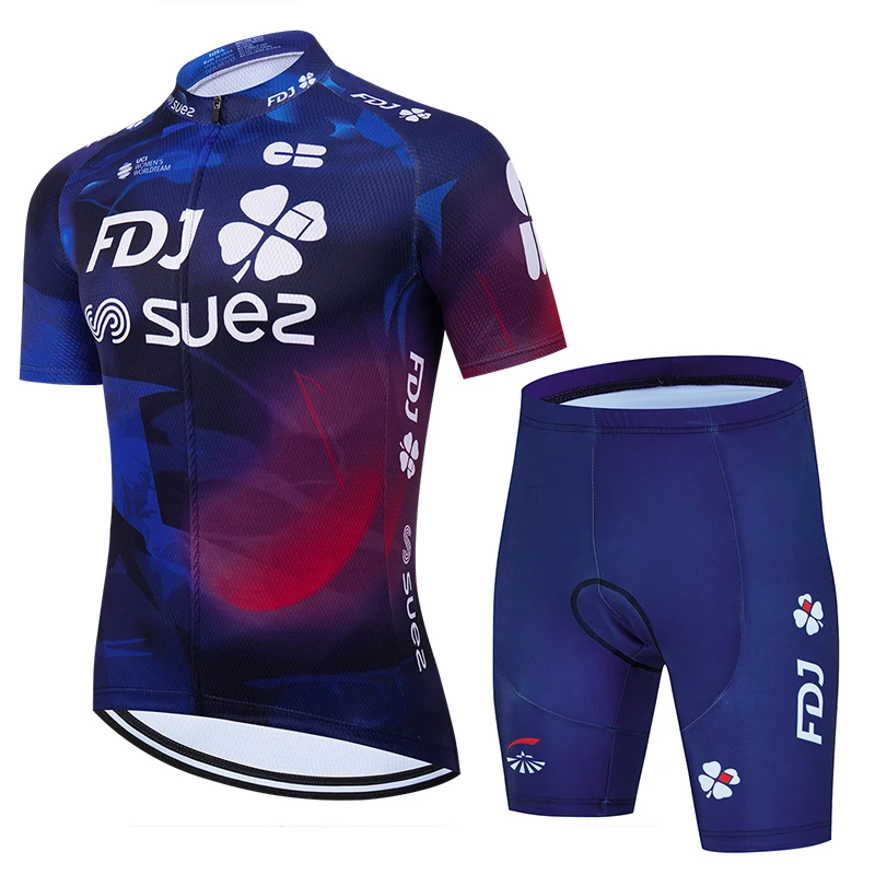 

2025 FDJ Cycling Jersey Set Men's Summer Cycling Clothing Road Bike Shirt Suit Short Sleeve MTB Bicycle Bib Shorts Quick Dry