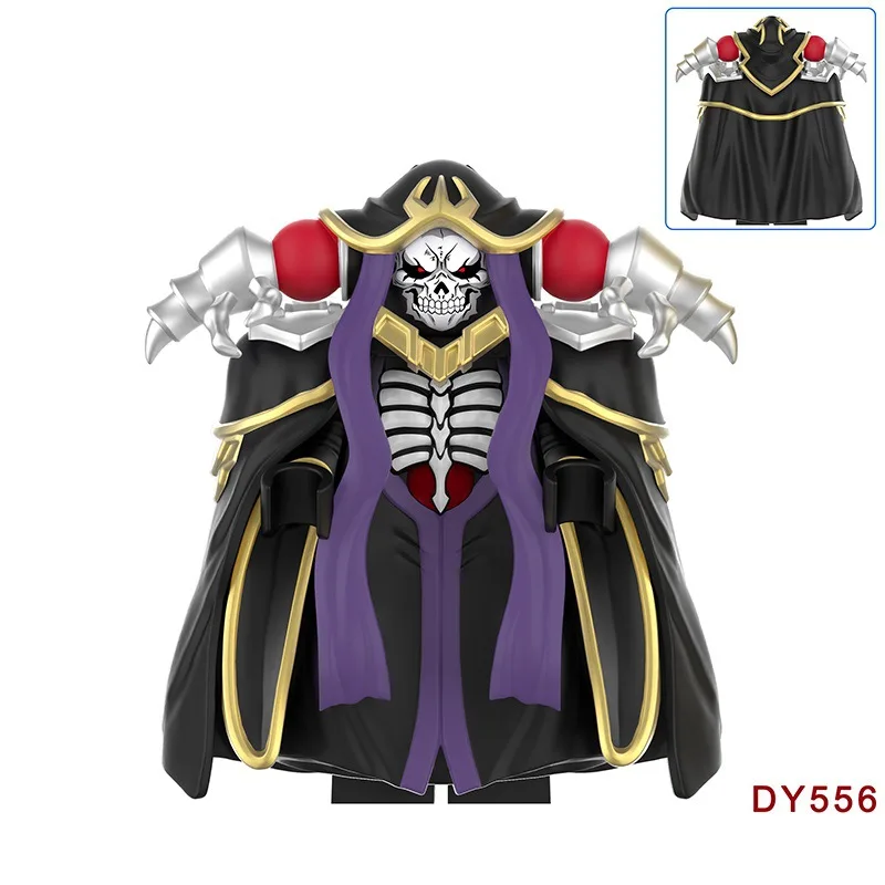 Overlord Custom Actionfigur mit Roter Maske, Schwarzem Umhang, Goldverzierung, Lila Hochwertiger Kunststoff Ainz Ooal Gown Sammlerstück