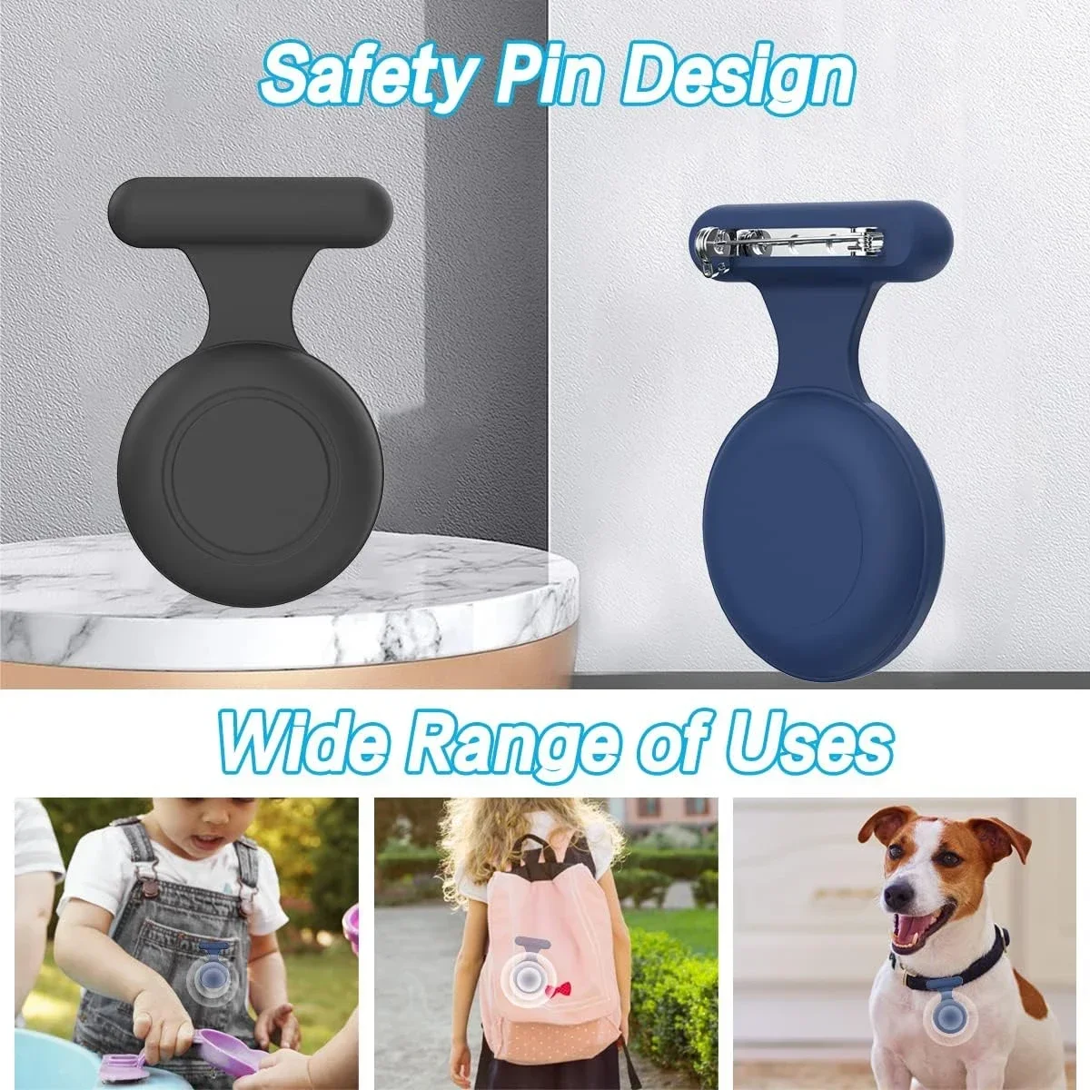 Safety Pin Airtag Holder for Kids Hidden Compatible with Apple Airtag Case GPS Tracker for Kids Pets Tracking Device Accessories