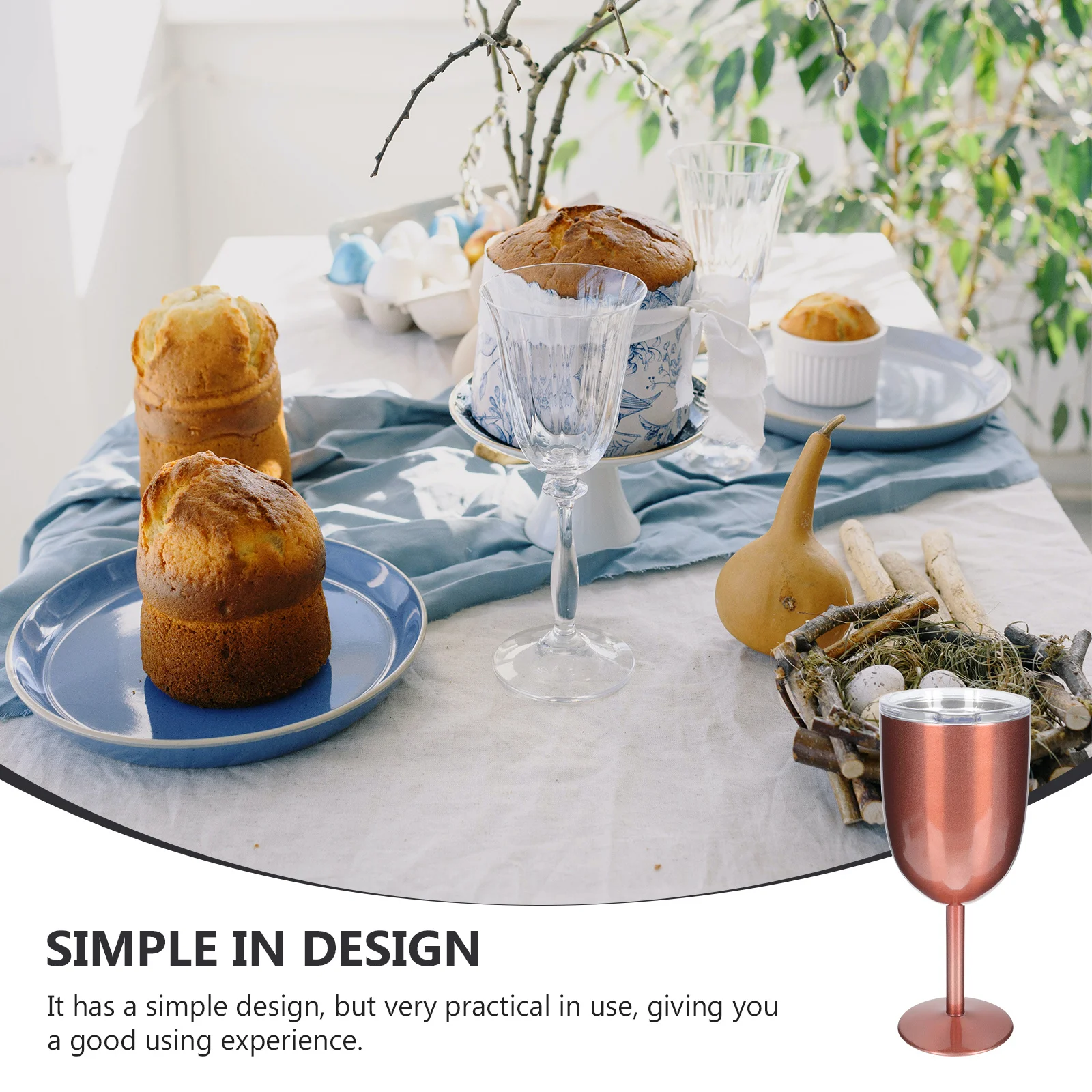 

1pcs Double Layer Stemless Wine Glass High-Grade Stainless Steel Multi-Function Red Wine Goblet Household Water Goblet Kitchen