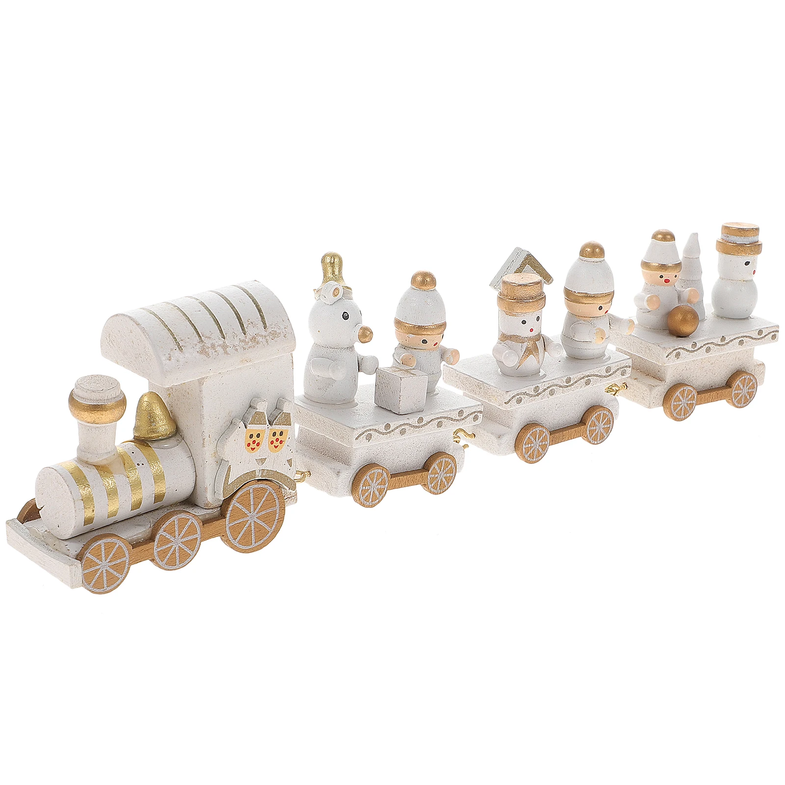 

Wooden Train Christmas Ornament Eco Friendly Paint Detachable Compartments Ideal Gift White Wooden Train Kids New Year Decor