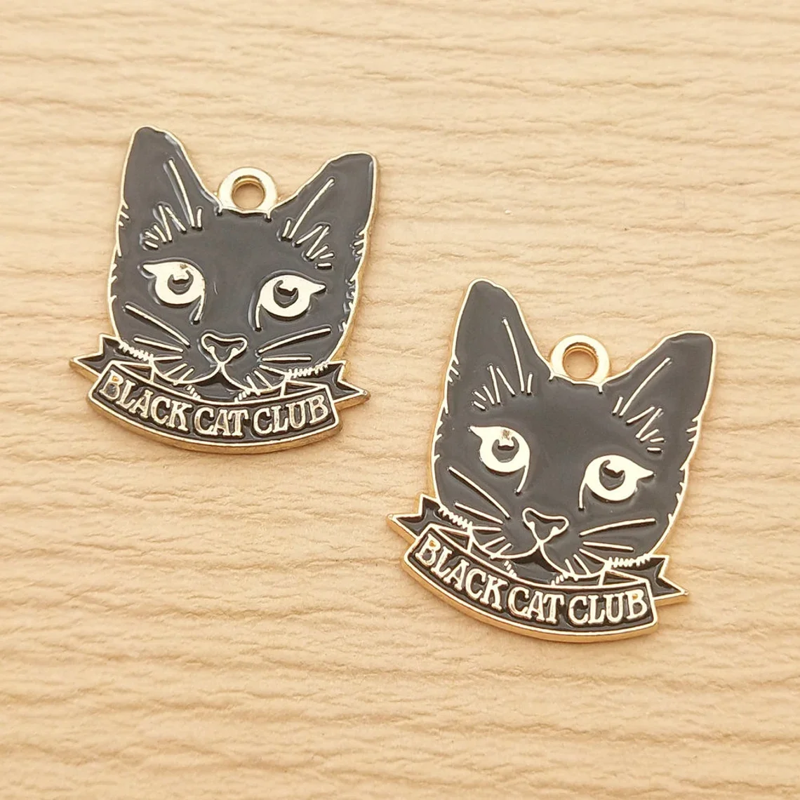 10pcs Cat Charm for Jewelry Making Enamel Necklace Pendant Diy Accessories Alloy Metal Gold Plated