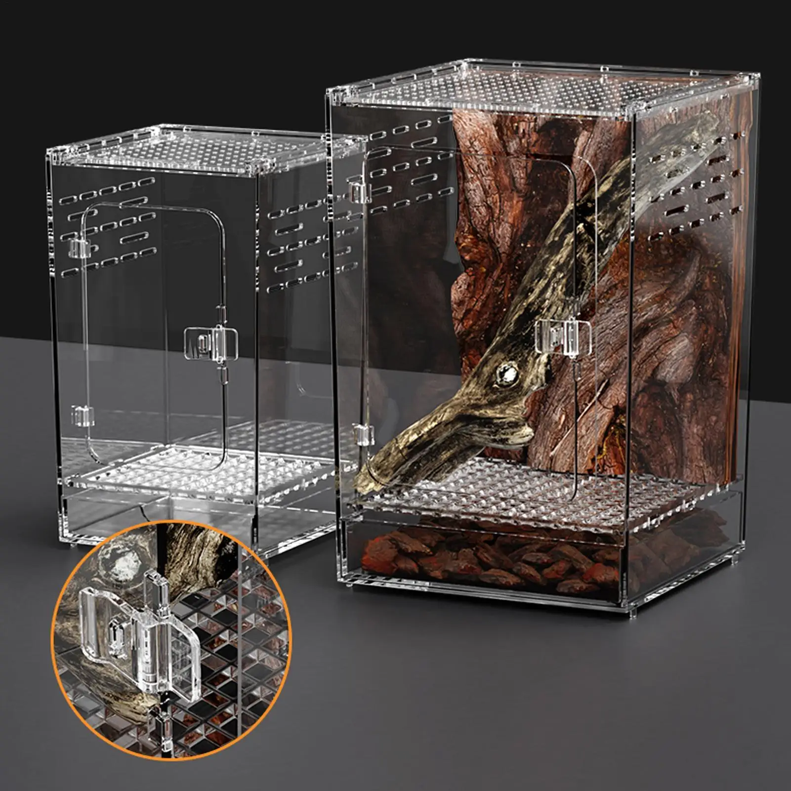 

Acrylic Reptile Terrarium Box Transparent Insect Spider Lizard Scorpion Feeding Enclosure Arboreal Habitat