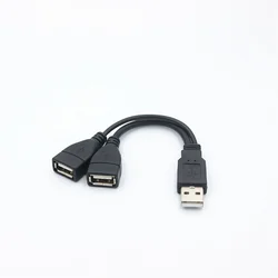 1 spina maschio a 2 femmina presa USB 2.0 linea di estensione cavo dati adattatore di alimentazione convertitore Splitter cavo USB 2.0 15/30cm