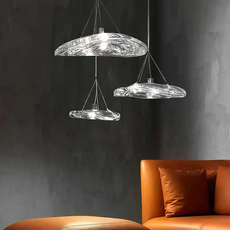 YEBMLP Glass Cloud Pendant Light Indoor Art Decor Hanging Lamp Hotel Dining Room Droplight Living Room Exhibition Hall Chanders