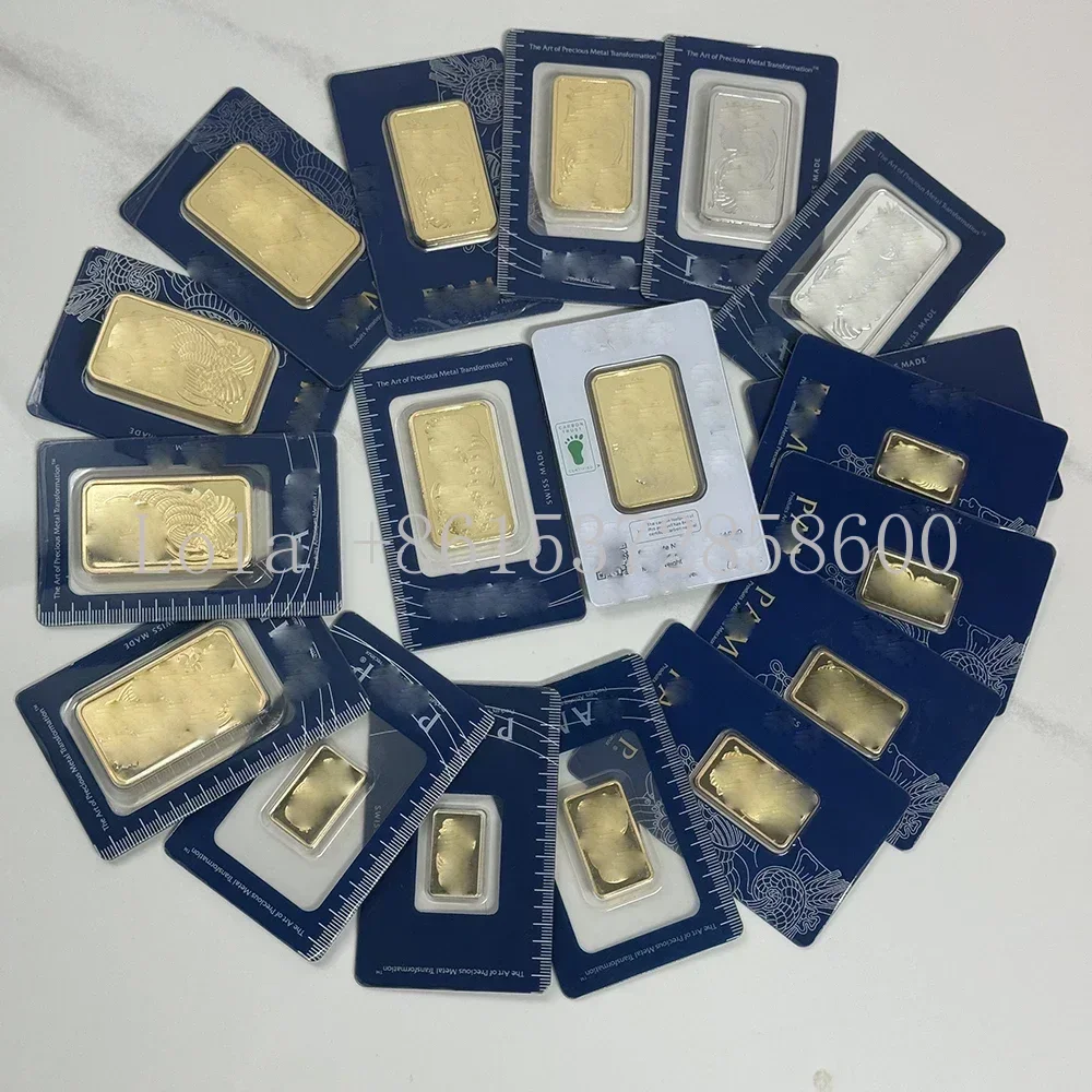 Pamp 1oz/2.5g/5g/10g/20g/50g/100g swan Copper Swiss Bar 24k Gold Plated Bullion Ingot Non-magnetic Unique Serial number Craft