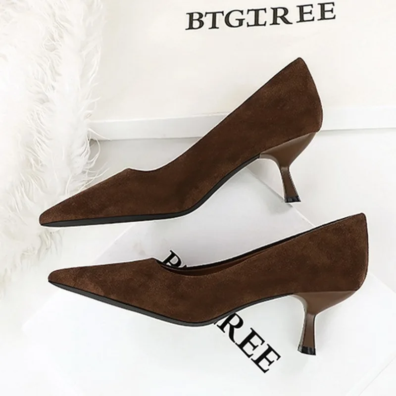 

BIGTREE Весенние модные женские туфли-лодочки с острым носком на тонком низком каблуке, удобные женские туфли для вечеринок, Zapatillas De Mujer