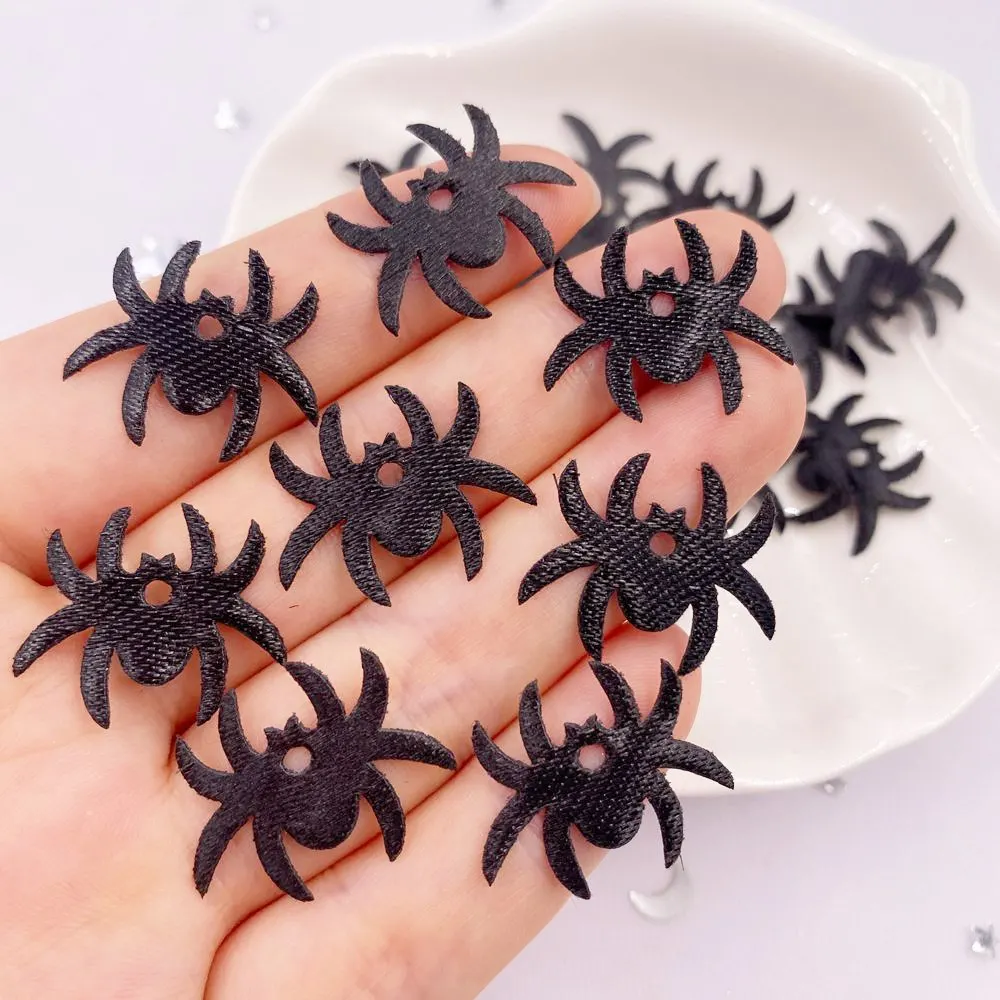 200PCS Felt Fabric Cool Black Spider Cute Patches DIY Craft Applique for Clothing Hairpin Parts Halloween Decor Craft E752