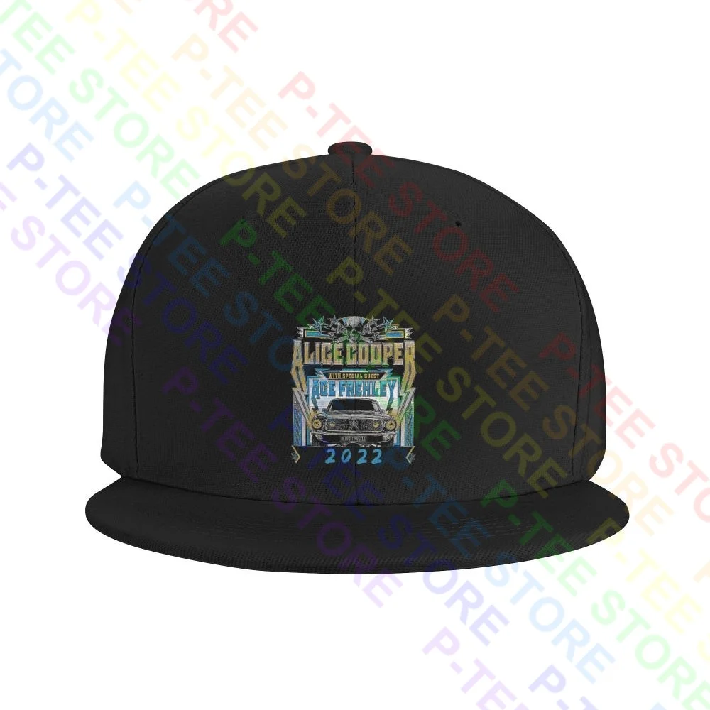 Hot 2022 Alice Cooper And Ace Frehley 'Detroit Muscle' Concert Snapback Cap Baseball Caps Design Splicing