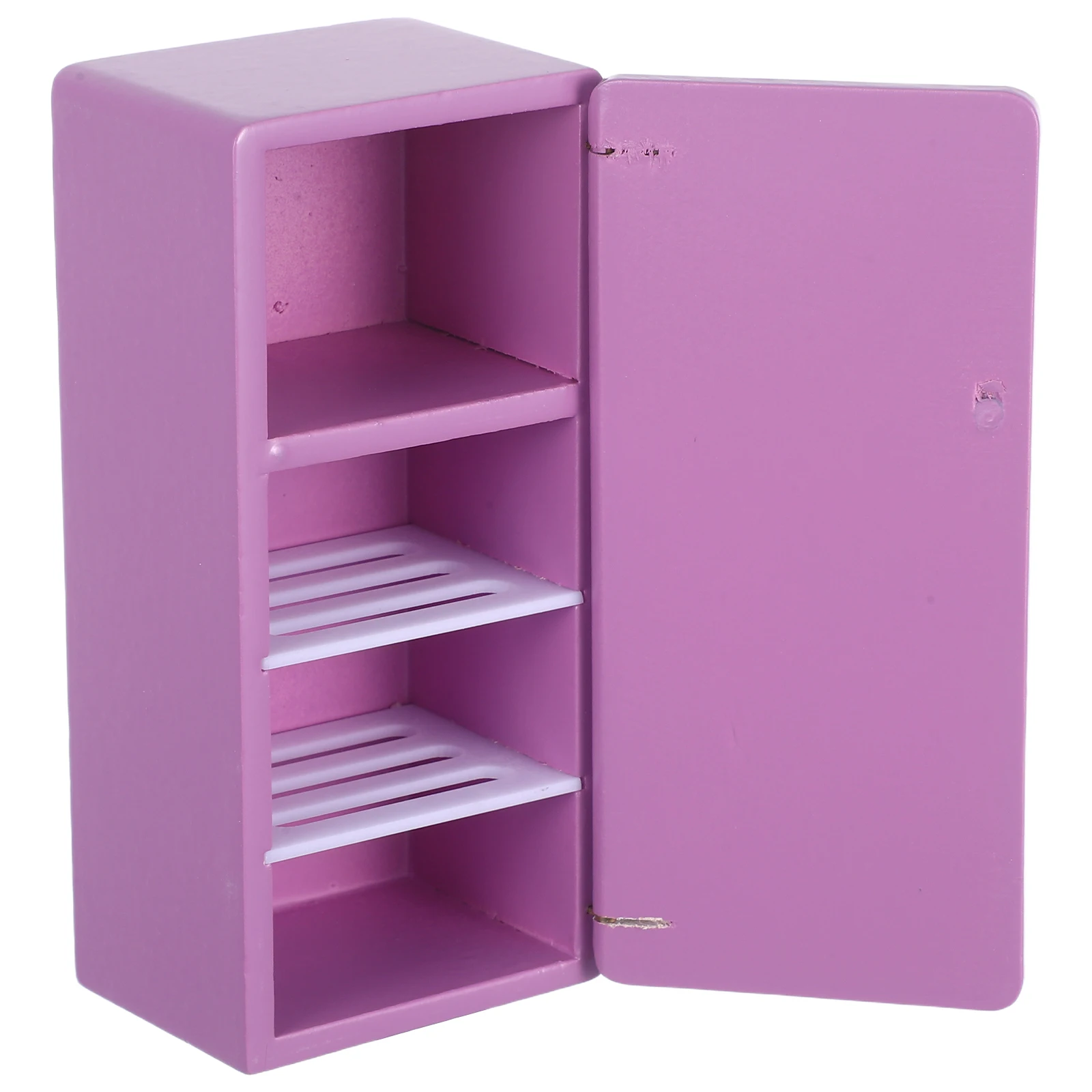 Mini-Kühlschrank, Modell, Puppenhaus, Spielzeug, Wohnzimmermöbel, Einzeltür, Spielhaus, Lila für Kinder