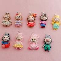 10pcs resin small flower cartoon animal pendant, DIY jewelry making earrings necklace keychain accessories