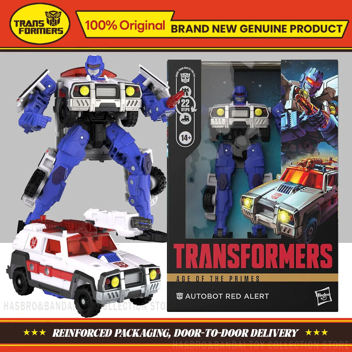 En stock, Hasbro Transformers Age of the Primes Voyager Class Autobot Red Alert, figura de acción, modelo original, regalos
