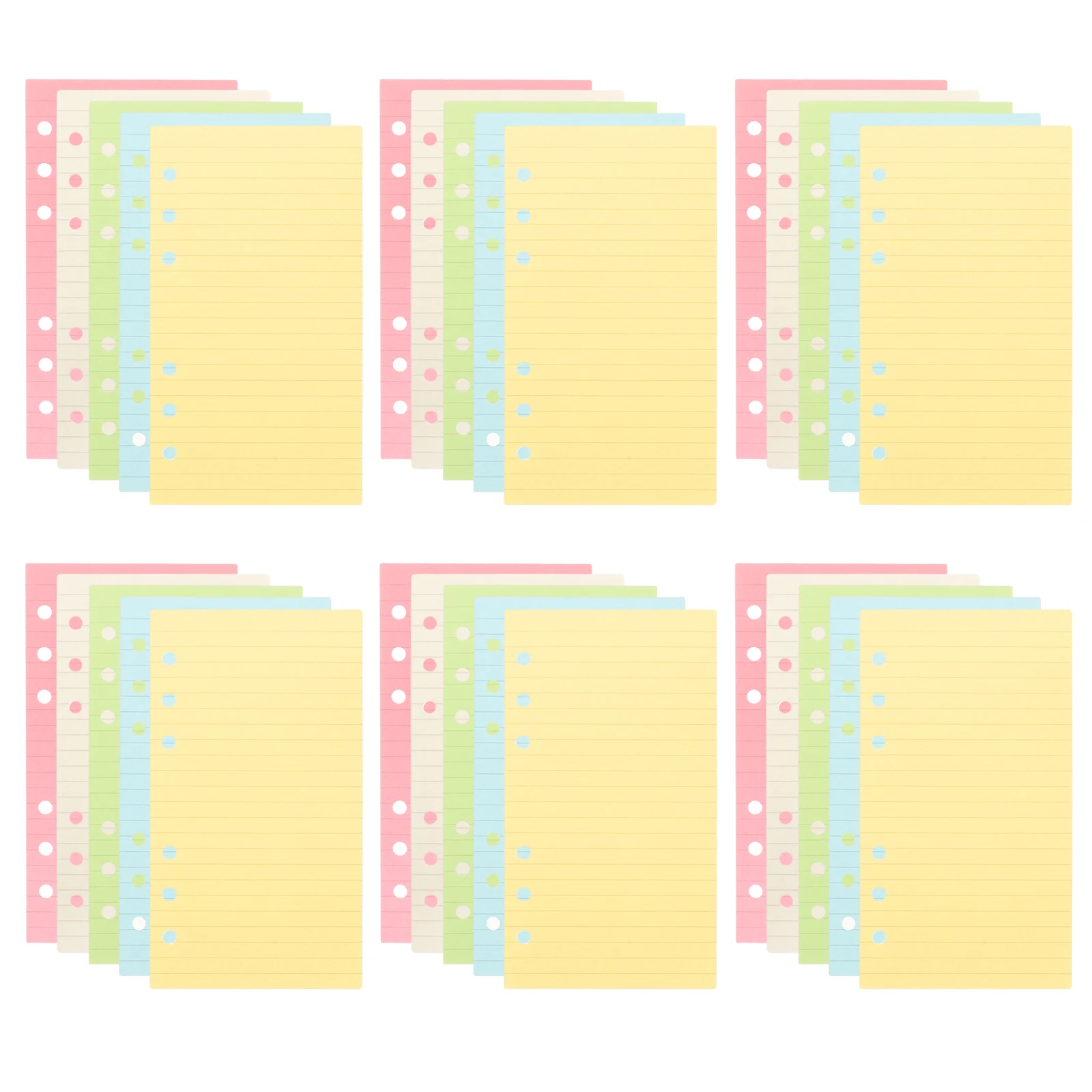 

50 Pages Loose Leaf Paper Mini Binder Refills Colorful Lined Sheets Notebook Planner A6 Fits 6 Ring Ideal Daily Notes Diary
