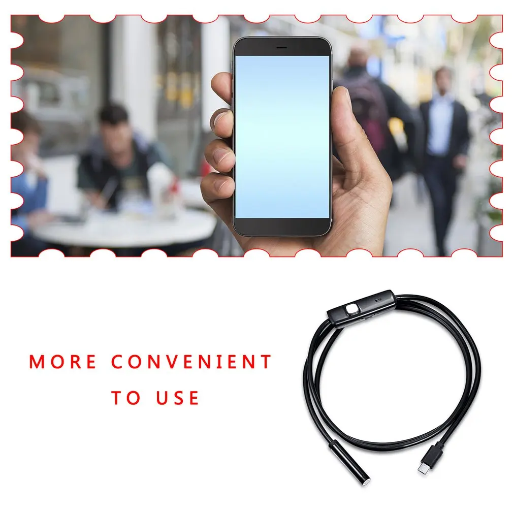7mm Endoscope Camera Flexible IP67 Waterproof Micro USB Inspection Borescope Camera for PC Notebook 6LEDs Adjustable