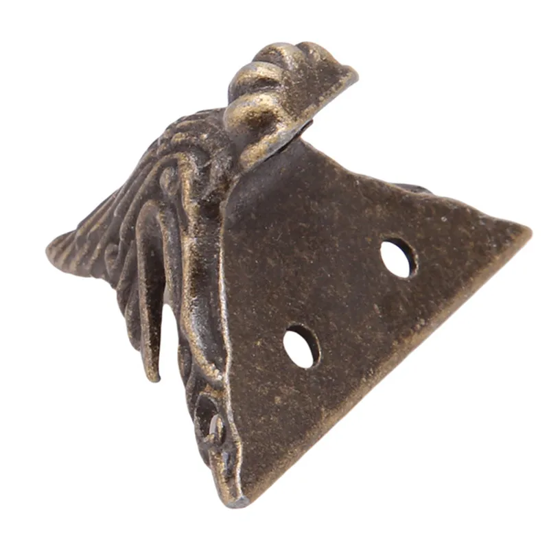 4pcs Antique Wood Box Feet Leg Corner Protector Triangle Rattan Carved Decorative Bracket For Furniture Hardware