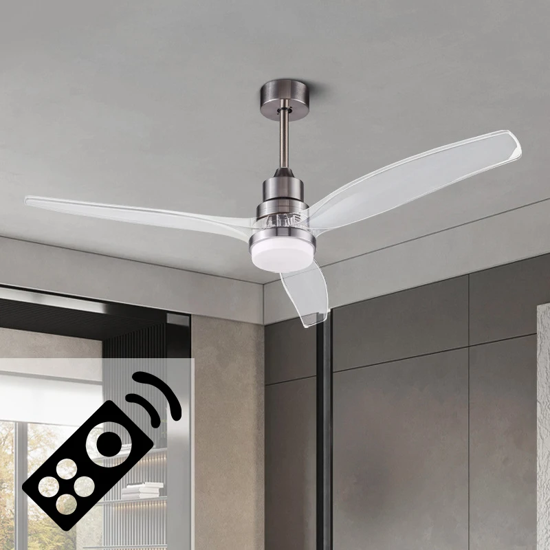 

52 Inch Clear Ceiling Fan With Light LED Remote 3 ABS Reversible Blade Ceiling Fan 6 Speed DC Combo for Living Room Bedroom