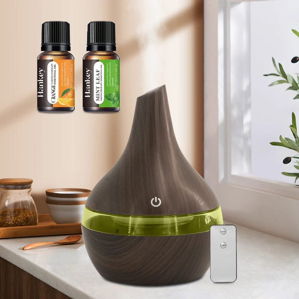 For Home Gift 300ml Essential Oil Diffuser Ultra Quiet USB Remote Control Humidifier - 7 Color LED Night Lights & Auto Shut-Off