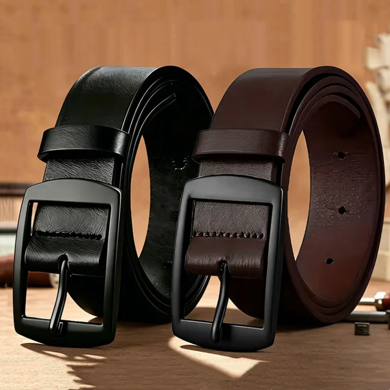 New Luxury Belt for Men PU Leather Belt Metal Pin Buckle High Quality Famous Brand Designer Waist Strap Belt for Jeans Plus Size