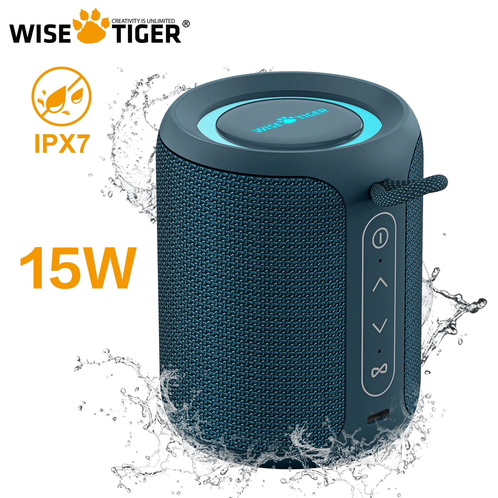 

WISETIGER P1S Мини портативная беспроводная акустическая система с Bluetooth IPX7 водонепроницаемый звуковой ящик с усилением баса TWS Двойное сопряжение BT5.3 15W беспроводные динамики