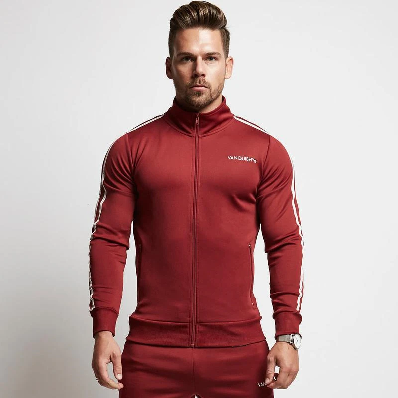Men's Jacket Spring Autumn New Sports Fitness Coat Cotton Printed Panel Sportswear Joggers Bodybuilding Workout Clothes