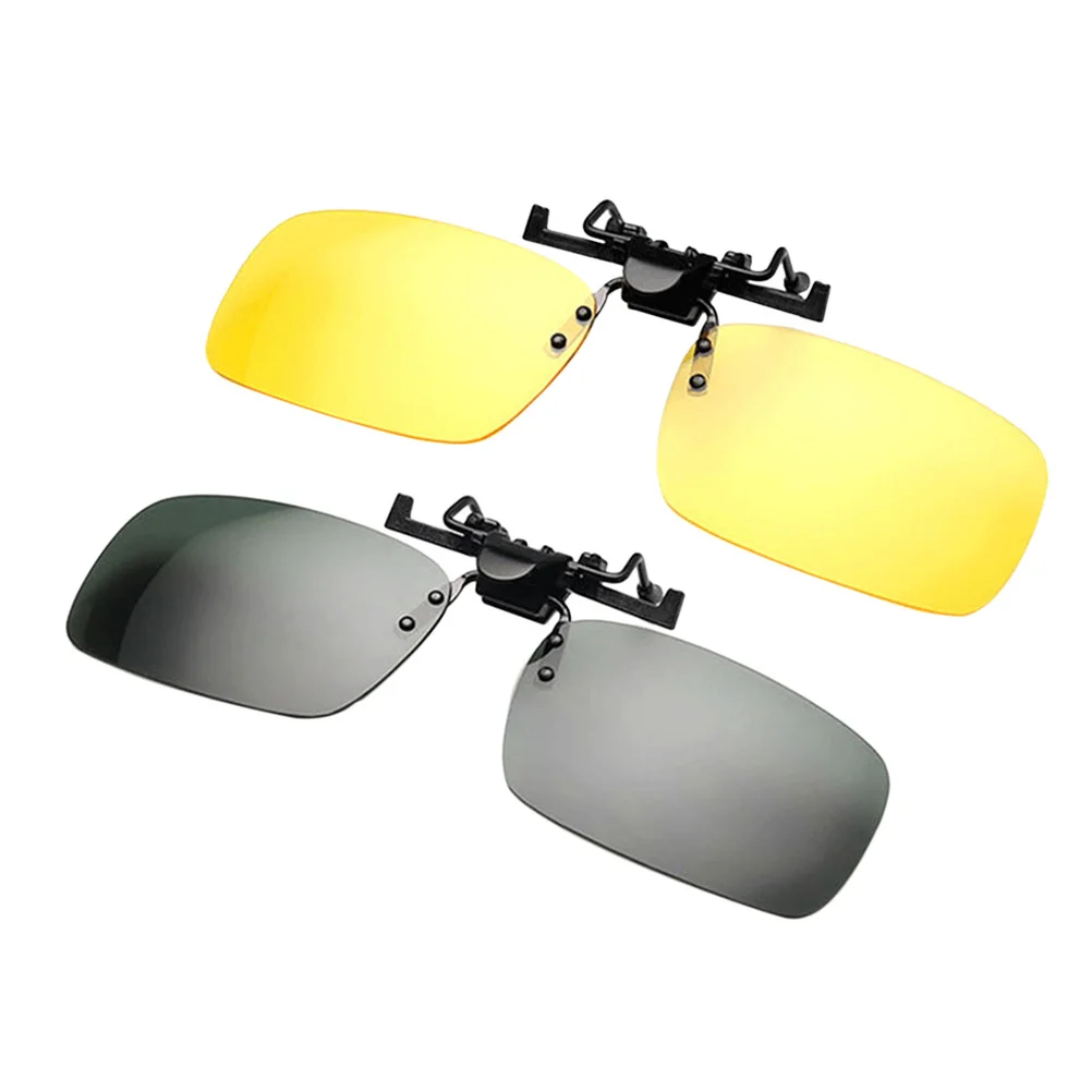 

Unisex Polarized Sunglasses Clip Gray Frame Adjustable Lens Easy Attach Normal Glasses Anti Glare Driving