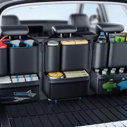 New Detachable Car Trunk Organizer Pocket Leather Hanging Organizers Black Seat Back Storage Box for Jeeps/SUVs/Vans