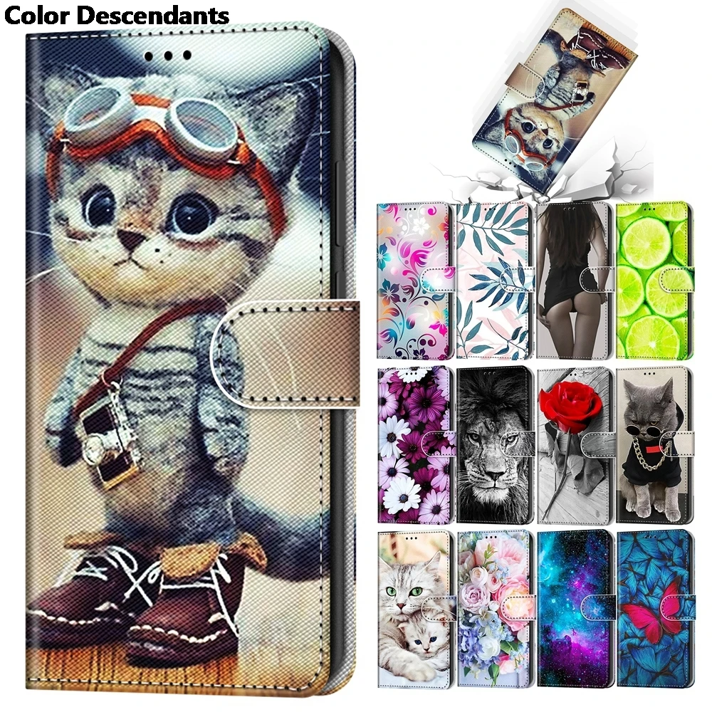 A21 S Magnetic Wallet Leather Case on for Funda Samsung Galaxy A21S A 21S Flip Case Etui Cute Cat Dog Phone Cover Women Carcasa