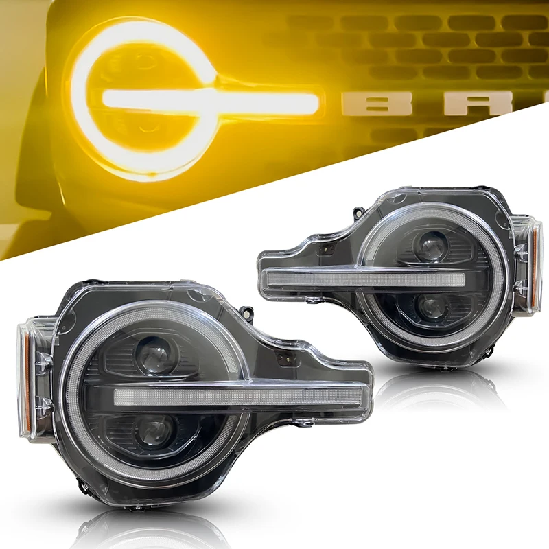 Led Headlight Led Rectangular High Profile Headlight for FordS Bronco 2020-2023 2/4-Door for FordS Bronco  2021 2022 2023