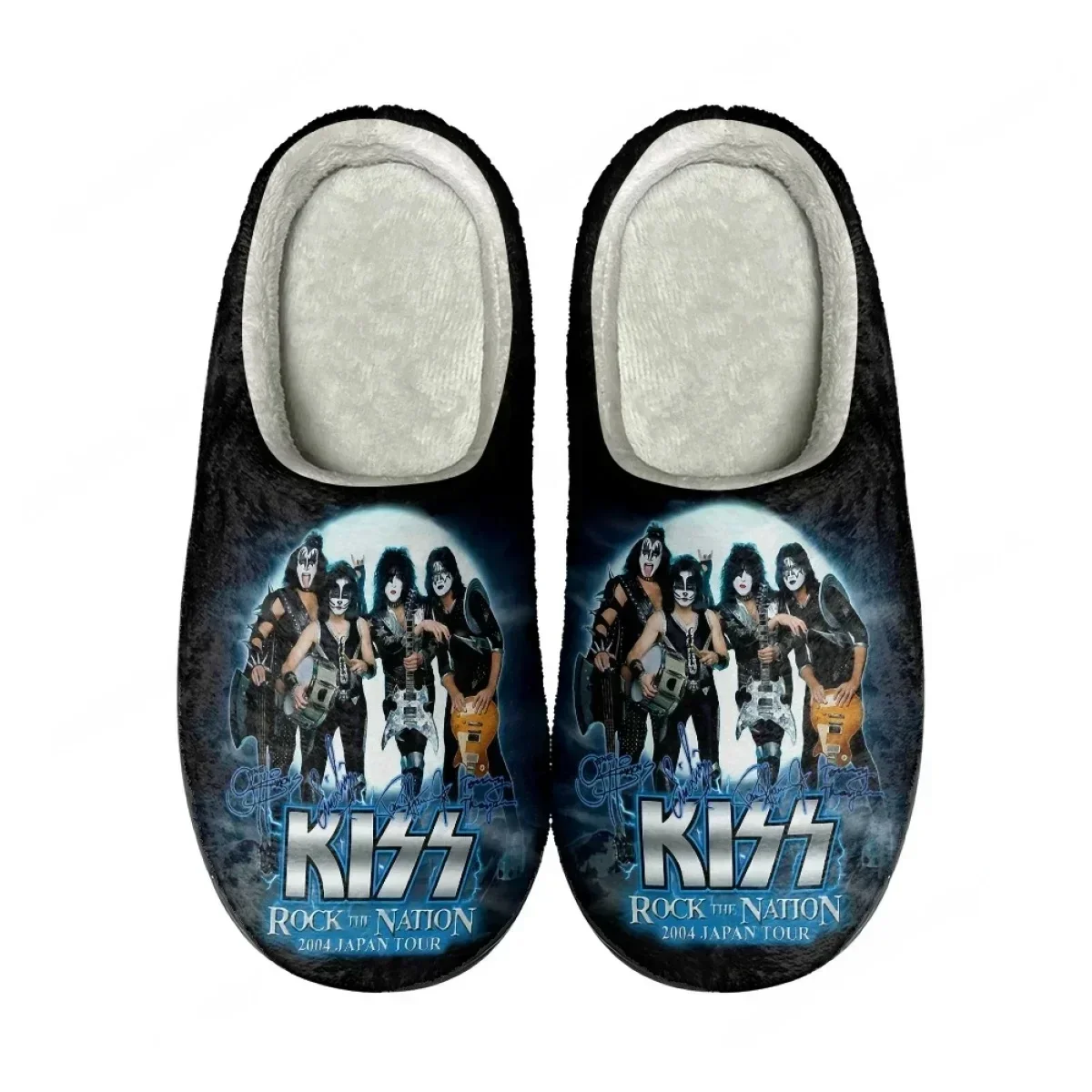 

Домашние тапочки с закрытым носком, музыкальным дизайном Kiss, хлопковые, нескользящие, для женщин и мужчин, удобные, как носки