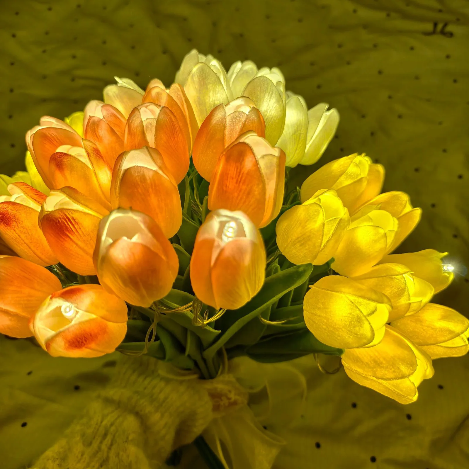 10/15pcs LED Lighted Artificial Flowers Tulip Lamp with Vase Flower Table Lamp Easter Home Kitchen Wedding Dining Table Decor